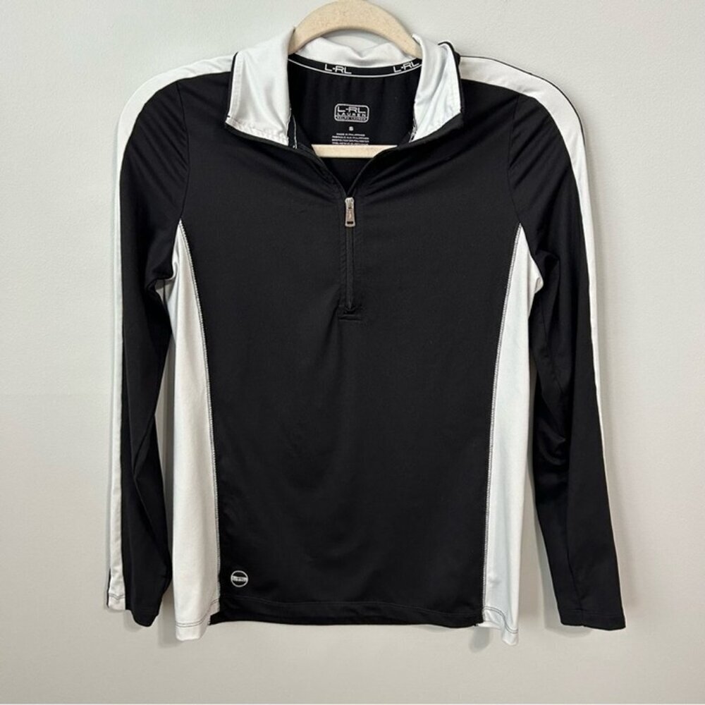 Lauren Ralph Lauren Black White Long Sleeve Track Active Jacket Size Small